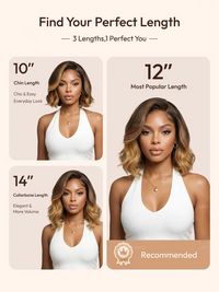 TRESS NOBLE Glueless Lace Human Hair Wavy Bob Drawstring Wig