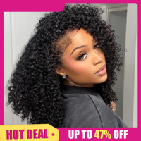 TRESS NOBLE Zigzag Small Curl Human Hair Half Wig | InvisiFit Strap Wear & Go Glueless for Beginners
