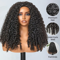 TRESS NOBLE Burmese Curly Human Hair Half Wig | InvisiFit Strap Wear & Go Glueless for Beginners