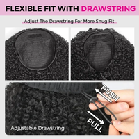 TRESS NOBLE Burmese Curly Human Hair Half Wig | InvisiFit Strap Wear & Go Glueless for Beginners