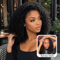 TRESS NOBLE Coily Curly Half Wig Seamless Kinky Curly Flip‑Over Wig