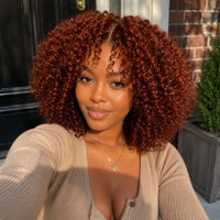 TRESS NOBLE Brown Jerry Curly Wig, 7x5 Lace Closure Glueless, Glam‑Ready Statement Curls, Eye‑Catching Color for Night Out
