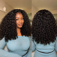 TRESS NOBLE Burmese Curly Human Hair Half Wig | InvisiFit Strap Wear & Go Glueless for Beginners