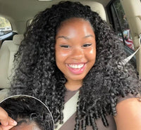 TRESS NOBLE Zigzag Small Curl Human Hair Half Wig | InvisiFit Strap Wear & Go Glueless for Beginners
