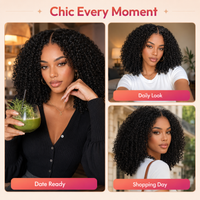 TRESS NOBLE Coily Curly Half Wig Seamless Kinky Curly Flip‑Over Wig