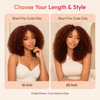 TRESS NOBLE Brown Jerry Curly Wig, 7x5 Lace Closure Glueless, Glam‑Ready Statement Curls, Eye‑Catching Color for Night Out