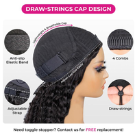 TRESS NOBLE Zigzag Small Curl Human Hair Half Wig | InvisiFit Strap Wear & Go Glueless for Beginners