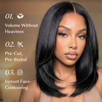 TRESS NOBLE Glueless Lace Human Hair Natural Black Wig for Beginners