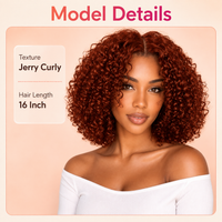 TRESS NOBLE Brown Jerry Curly Wig, 7x5 Lace Closure Glueless, Glam‑Ready Statement Curls, Eye‑Catching Color for Night Out