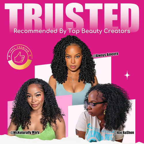 TRESS NOBLE Zigzag Small Curl Human Hair Half Wig | InvisiFit Strap Wear & Go Glueless for Beginners