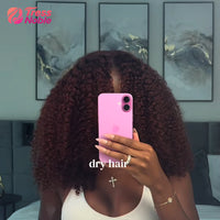 TRESS NOBLE Fluffy Big Curl Human Hair Half Wig | Auburn Red Brown InvisiFit Strap Wear & Go Glueless