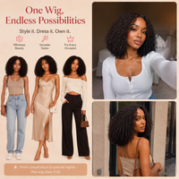 TRESS NOBLE Coily Curly Half Wig Seamless Kinky Curly Flip‑Over Wig