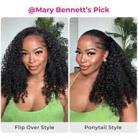 TRESS NOBLE Zigzag Small Curl Human Hair Half Wig | InvisiFit Strap Wear & Go Glueless for Beginners