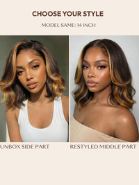 TRESS NOBLE Glueless Lace Human Hair Wavy Bob Drawstring Wig