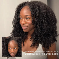 TRESS NOBLE Zigzag Small Curl Human Hair Half Wig | InvisiFit Strap Wear & Go Glueless for Beginners