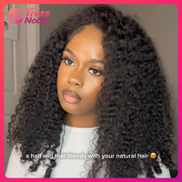 TRESS NOBLE Burmese Curly Human Hair Half Wig | InvisiFit Strap Wear & Go Glueless for Beginners