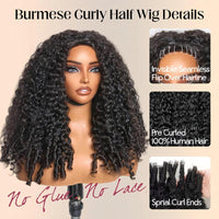 Burmese Curly Half Wig — No Glue No Lace product details