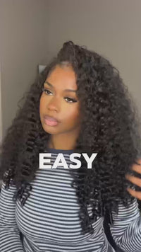 TRESS NOBLE Burmese Curly Human Hair Half Wig | InvisiFit Strap Wear & Go Glueless for Beginners